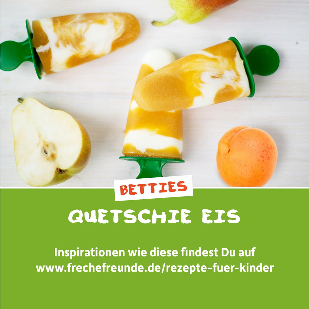 FRECHE FREUNDE Bio Quetschie Jablko, Birne & Maracuja, Fruchtmus mit Obst im Quetschbeutel für Baby from 6. Month, vegan, 6er Pack (6 x 100g)