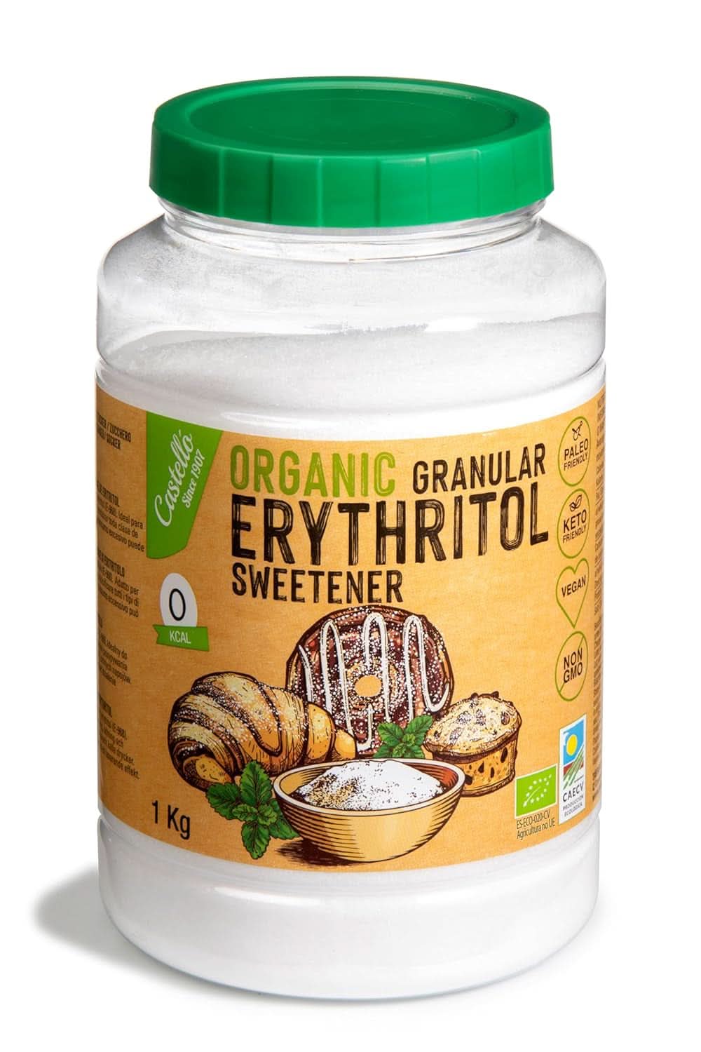 Přírodní organický erythritol, 10G = 7G cukru, 1 kg sladidel Naty Shop