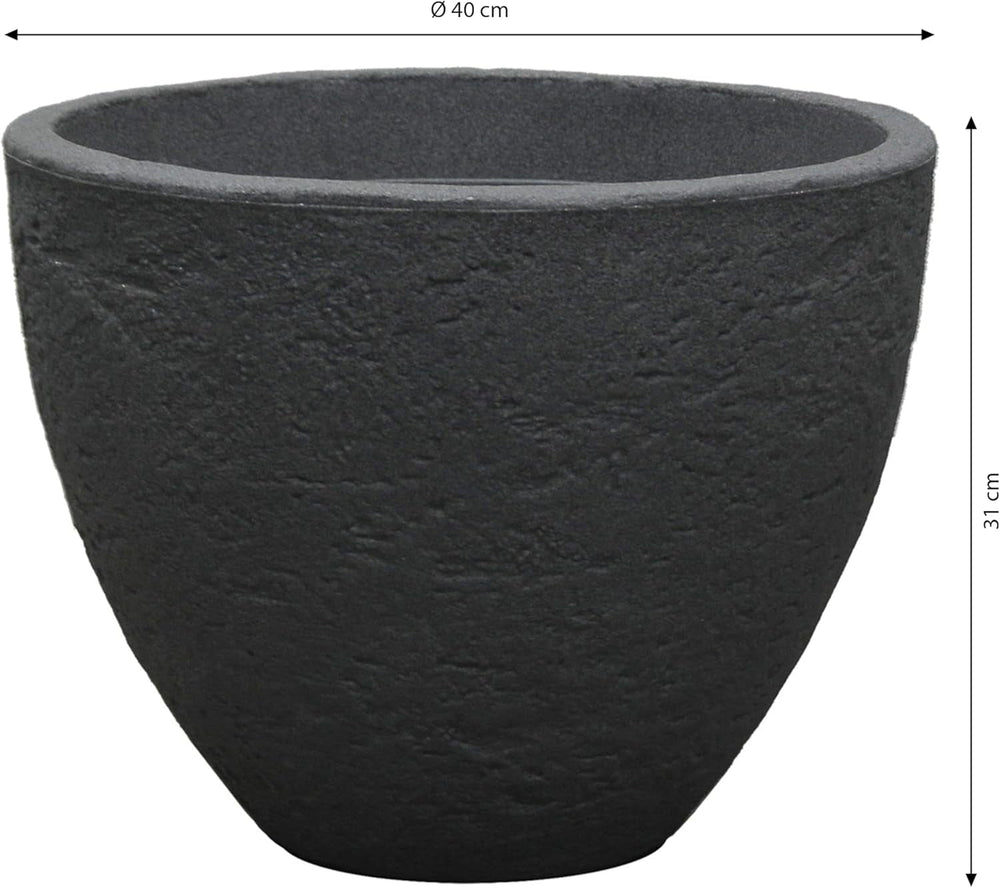 Ghiveci Dehner Stone, Ø 40 cm, înălțime aprox. 31 cm, plastic, antracit