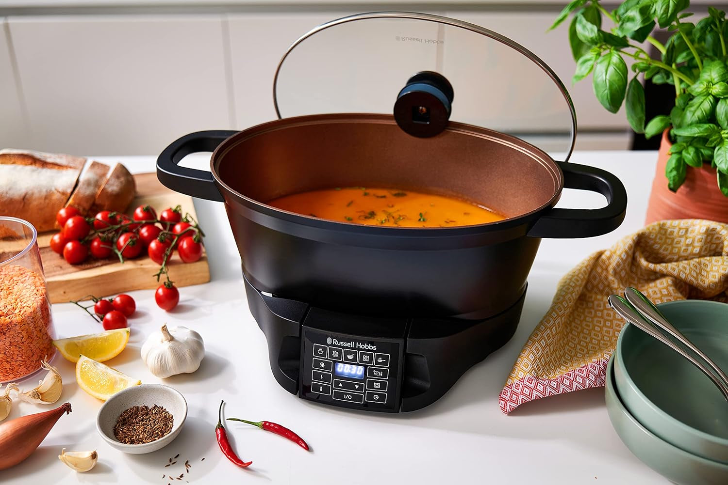 Multicooker Russell Hobbs 6.5L, afișaj digital, 8 funcții de gătit Slow Cooker Naty Shop