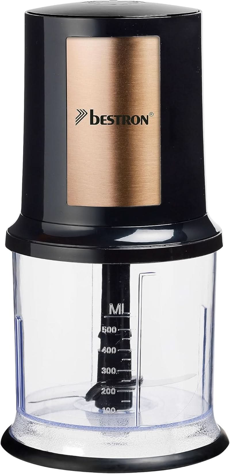 Bestron Elektrischer Multi-Zerkleinerer, Universalzerkleinerer Mit Zwei Schneidemessern & 500 ml Kapazität, Große Pulstaste, 400 Watt, Barva: Kupfer Kitchen Naty Shop