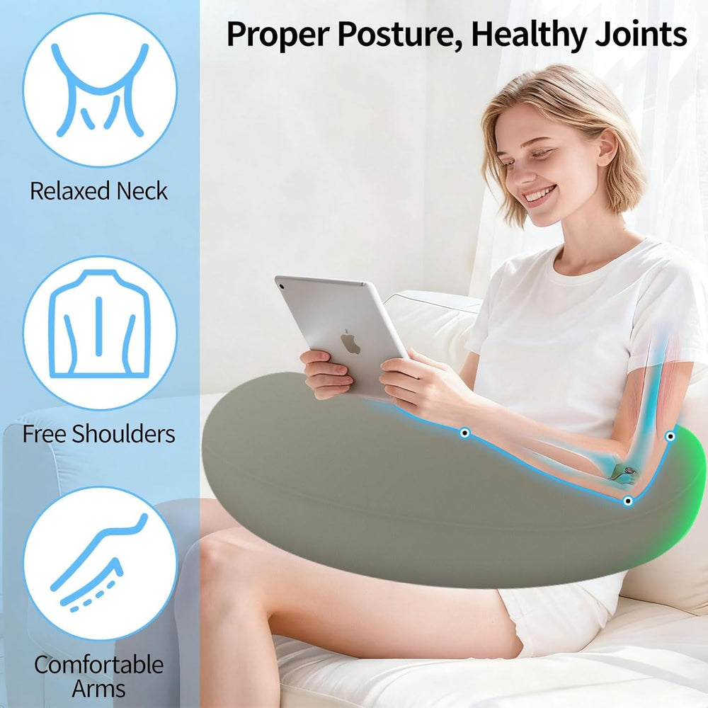 Pernă de citit și pernă de gaming, pernă de citit gonflabilă portabilă cu geantă de depozitare, pernă ergonomică de croșetat pentru citit, joacă, croșetat și lucru