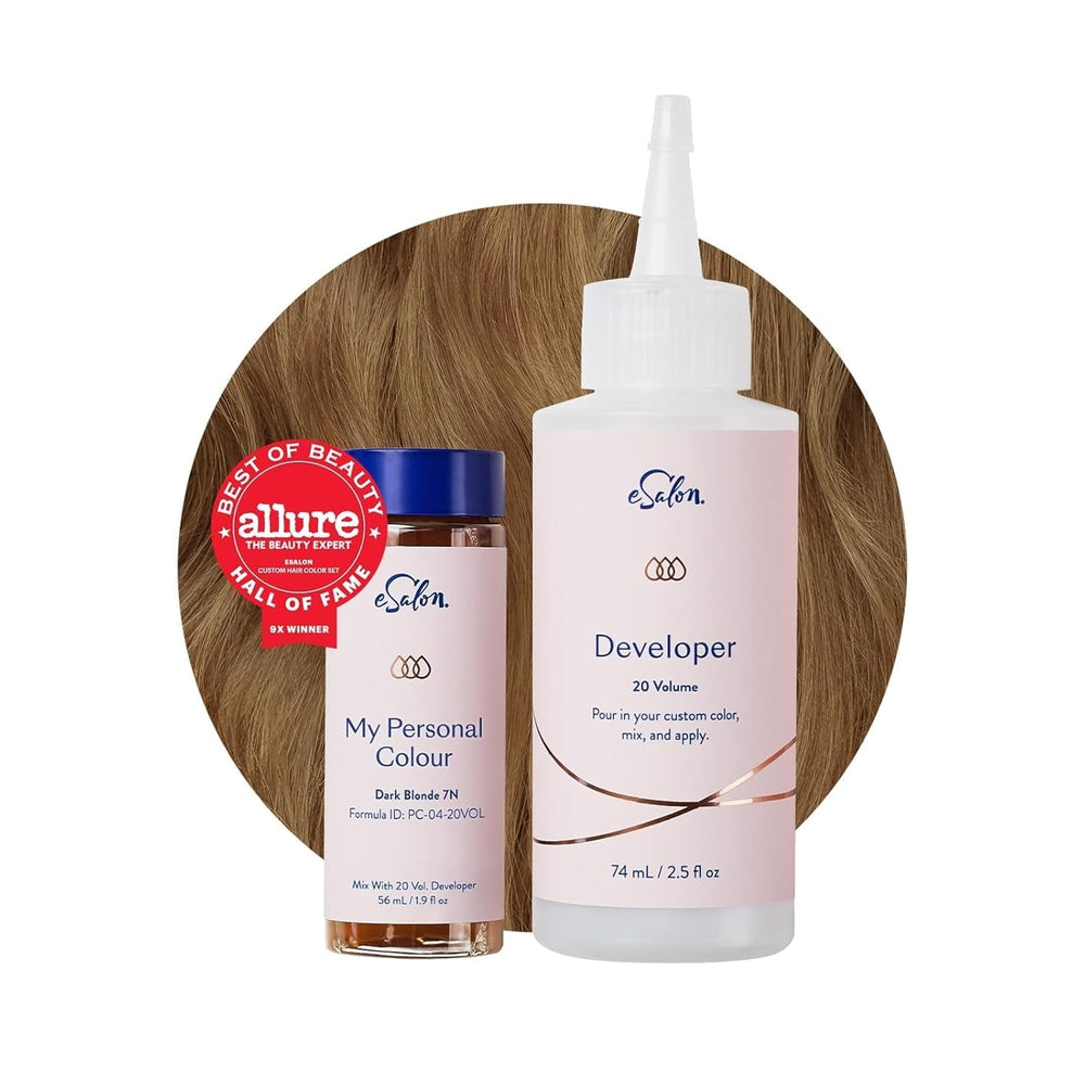 Set colorant permanent pentru păr, 100% acoperire gri, colorare la domiciliu, 0% amoniac vopsele de păr, vopsele de păr multidimensionale, vopsele de păr profesionale Vopsea pentru par Naty Shop Blond închis 7N