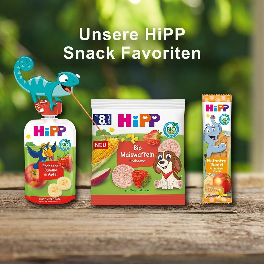 HiPP Bio Quetschie Mirabelle in Apfel-Pfirsich - Ellis Einhorn (8 x 100g), ab 1 Jahr, 100% Fruchtpüree, ohne Zuckerzusatz, vegan, in bester Bio-Qualität