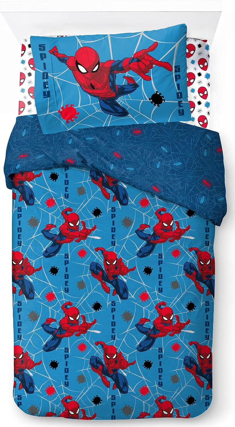 Dětské povlečení, postavičky Disney, 100% bavlna Povlečení pro děti Naty Shop Blue - Spiderman 135X200/50X70 (3 kusy)