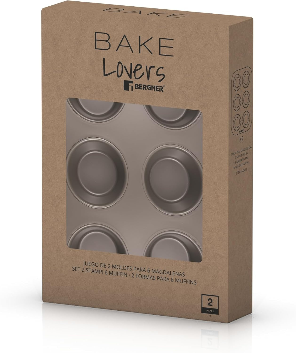 BERGNER BAKING LOVERS - Set Von 2 X 6 Cup Muffinformen - Kohlenstoffstahl Mit Ilag Essential, PFOA Frei, Leicht Zu Reinigen Formy a plechy na pečení Naty Shop