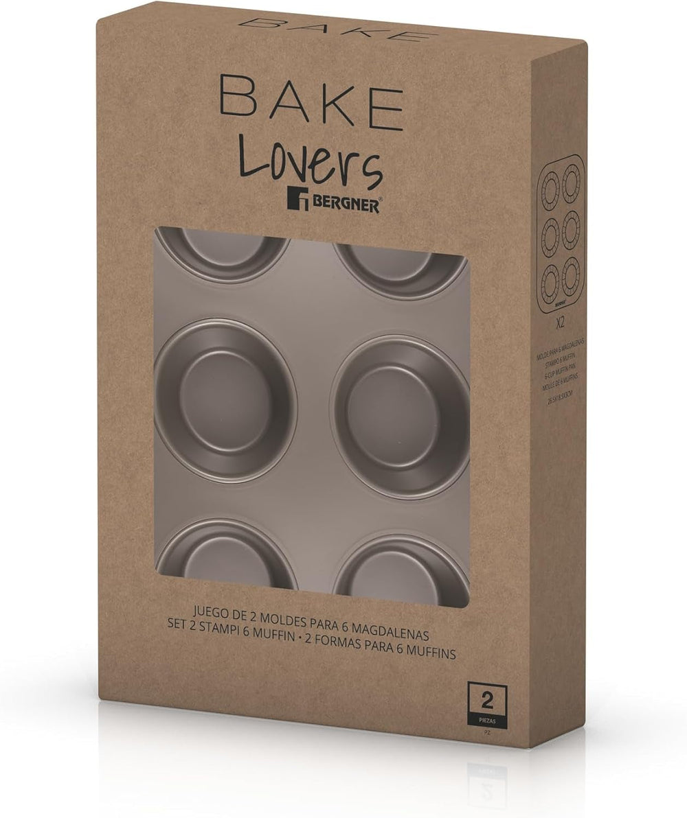 BERGNER BAKING LOVERS - Set Von 2 X 6 Cup Muffinformen - Kohlenstoffstahl Mit Ilag Essential, PFOA Frei, Leicht Zu Reinigen Formy a plechy na pečení Naty Shop