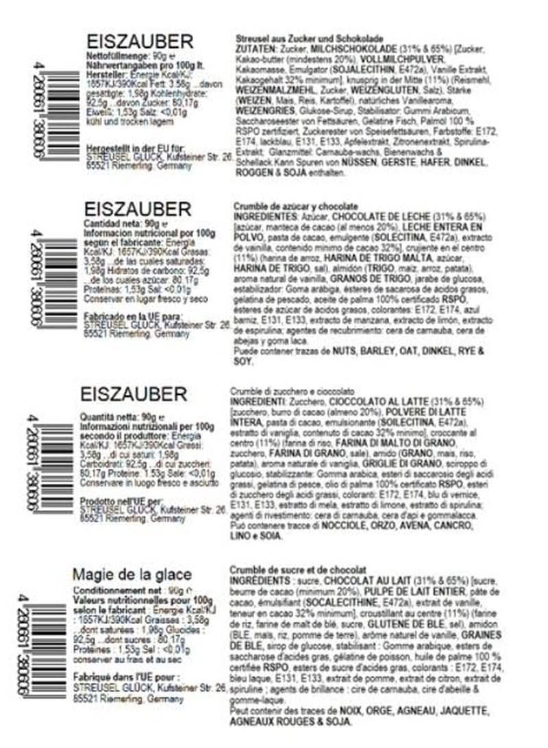Streusel Glück, Mix Sprinkles Snowflakes, Modrá Bílá, 90 gramů Sprinkles Naty Shop