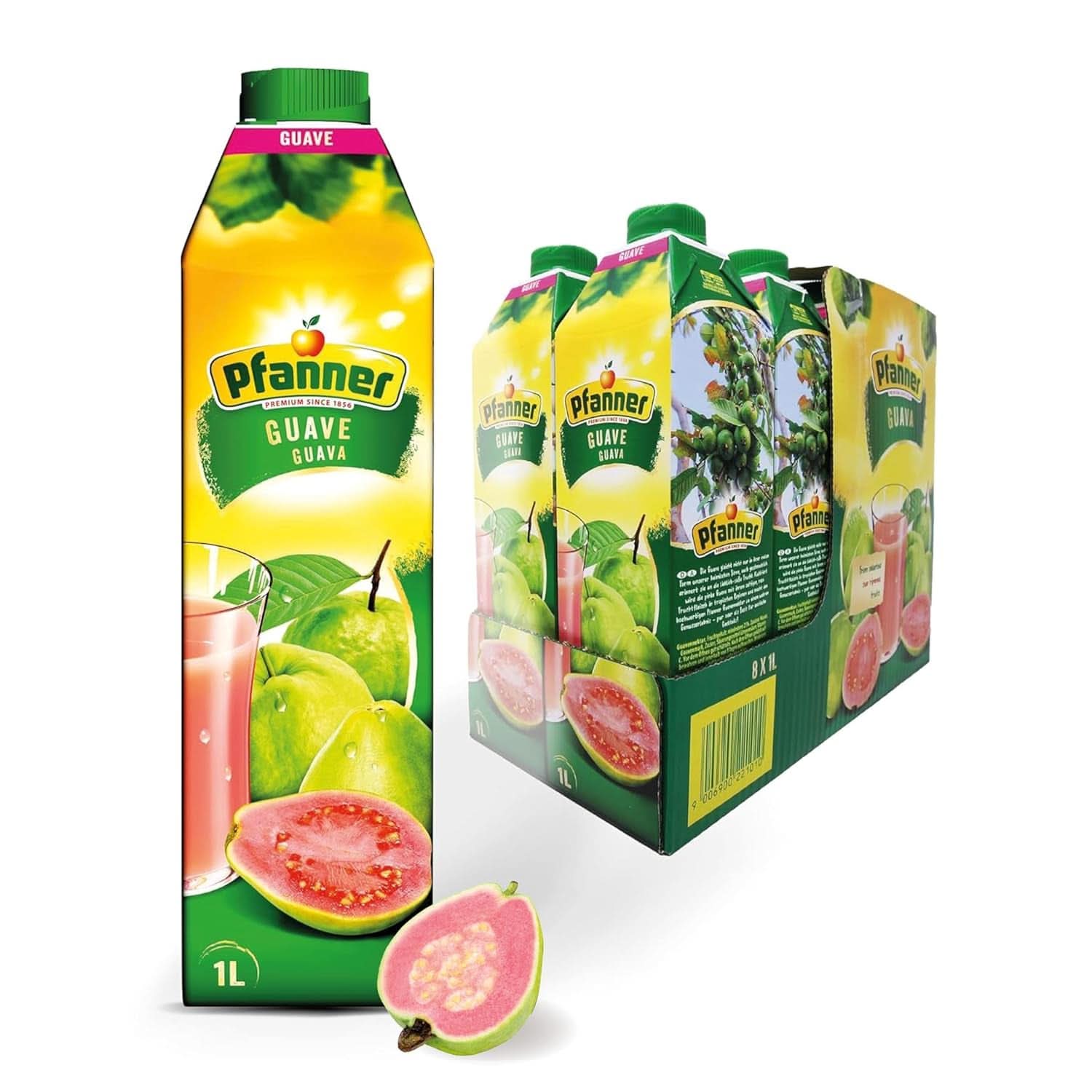 Pfanner Jahodový ovocný nektar (8 X 1 litr) – 30 % obsah ovoce – Naty Shop Guava Strawberry Drink