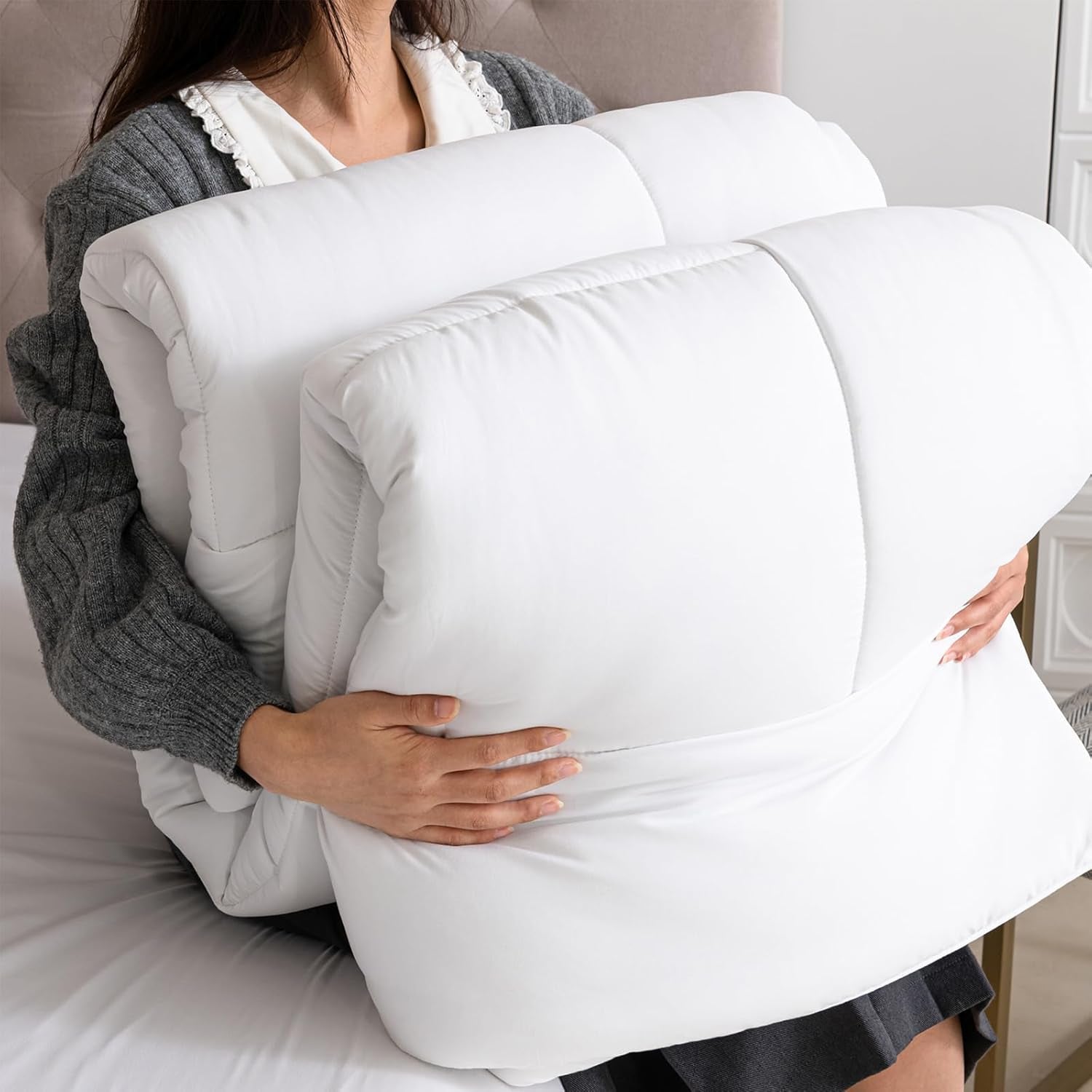 Good Nite Winter Duvet 200X200 Cm 460Gsm Plapumă caldă pentru lenjerie de pat de iarnă Plapumă matlasată cu umplutură din poliester Microfibre Pătură de dormit alb 200X200Cm Plapumi si pilote Naty Shop