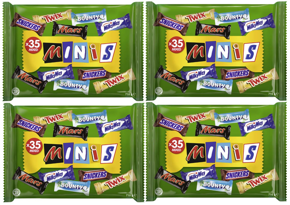 Hromadné balení mini míchané čokolády, čokoláda, 35 mini čokoládových svačin (Mars, Snickers, Bounty, Twix, Milky Way) jako sladkosti, čokoládový dárek, bonboniéra (710 g)
