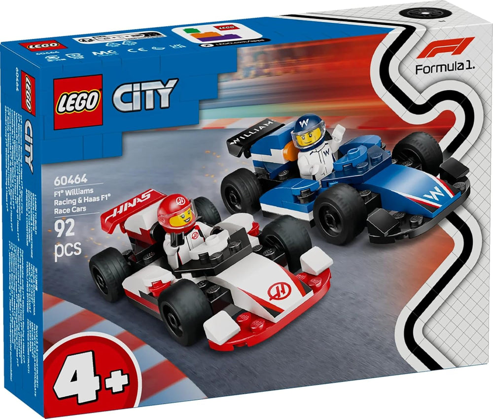 LEGO City Závodní vozy F1 Williams a Haas F1 - Hračka Formule 1 se sestavitelnými auty a 2 minifigurkami závodních jezdců - Nápady na malé dárky pro chlapce a dívky od 4 let 60464 Stavebnice Beuche den LEGO-Store