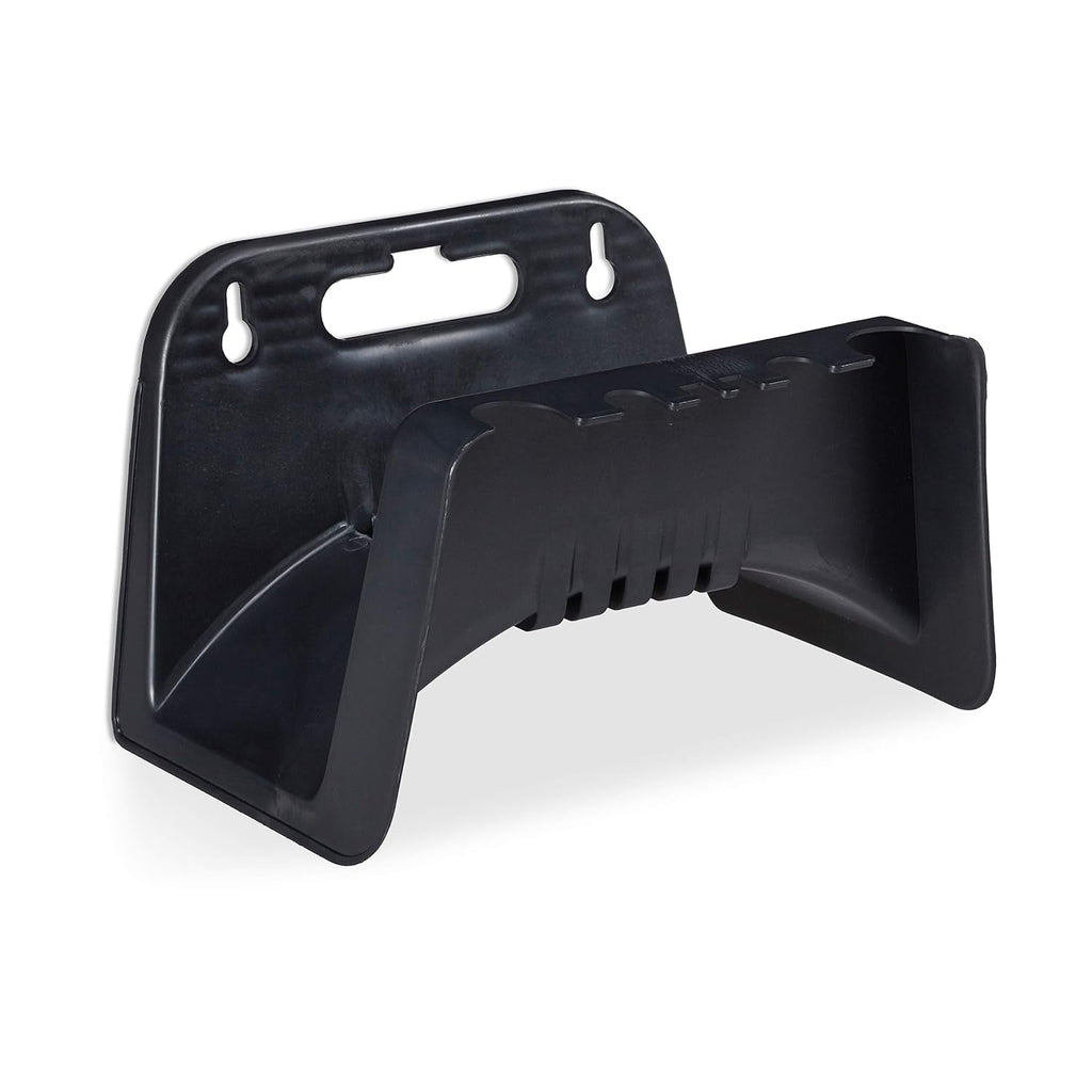 Suport furtun Relaxdays, suport furtun montat pe perete din plastic, dispozitiv de agățare pentru furtun de grădină, înălțime 14 x 24 x 16 cm, negru
