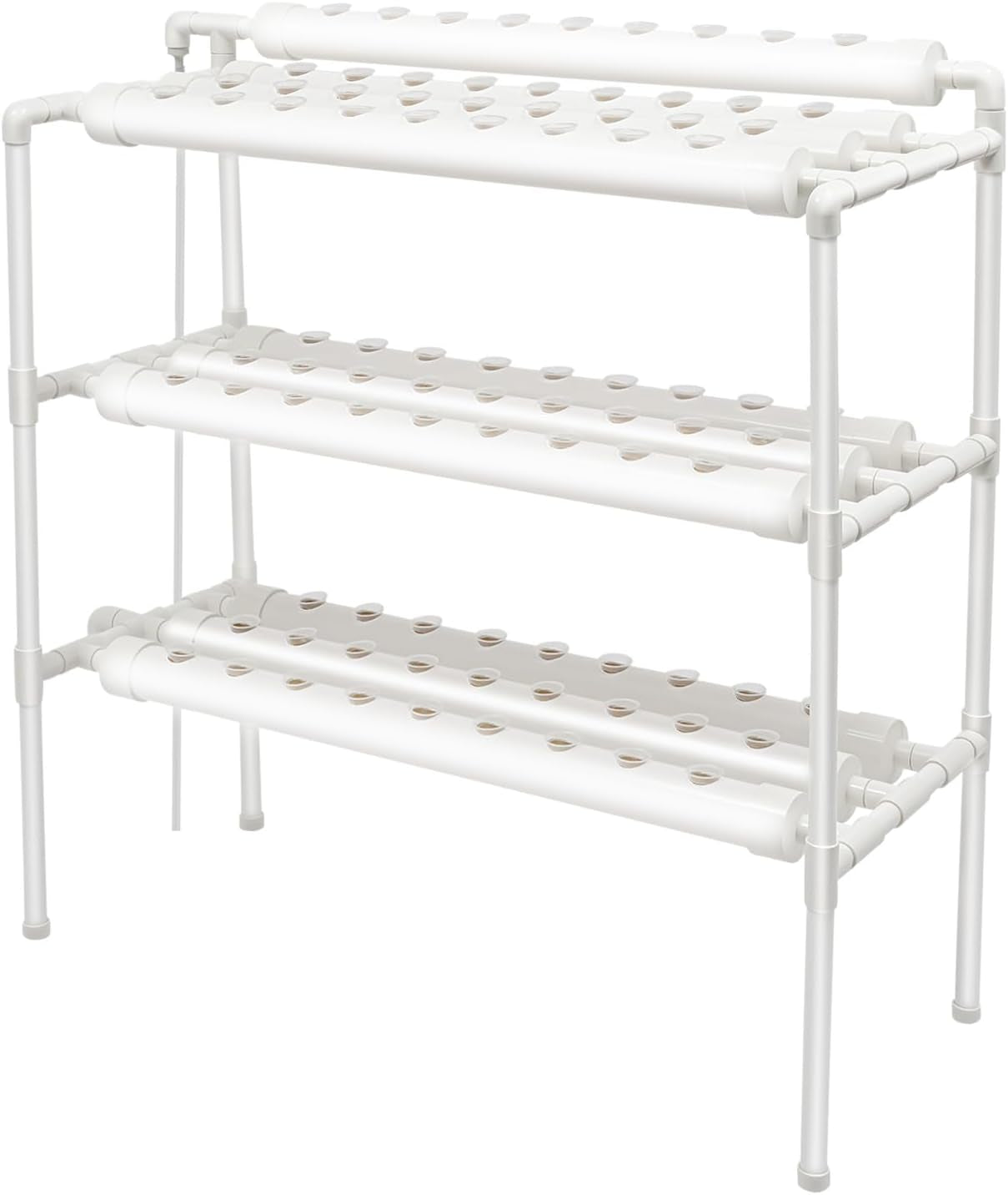 3vrstvá sada pro hydroponické pěstování s 90/108 pozicemi pro výsadbu a vodní pumpou, systémy pro pěstování rostlin bez půdy z PVC, sady pro hydroponické pěstování zeleniny a ovoce (108 pozic pro výsadbu)