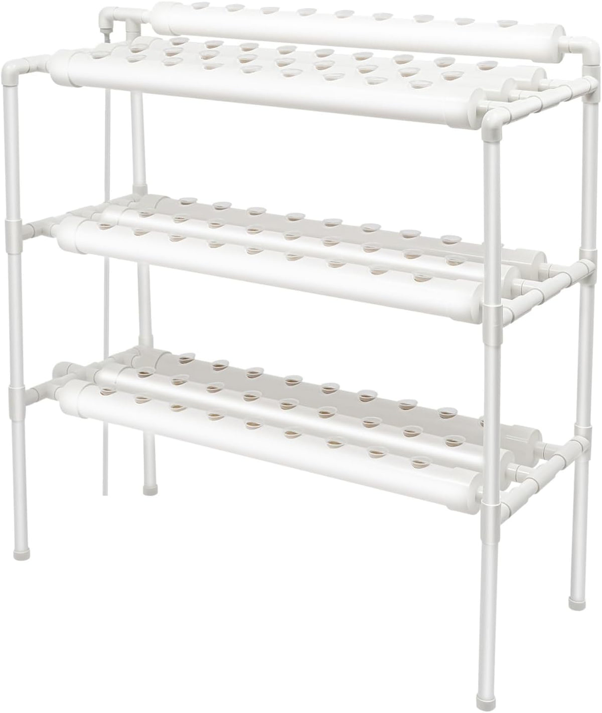 3vrstvá sada pro hydroponické pěstování s 90/108 pozicemi pro výsadbu a vodní pumpou, systémy pro pěstování rostlin bez půdy z PVC, sady pro hydroponické pěstování zeleniny a ovoce (108 pozic pro výsadbu)