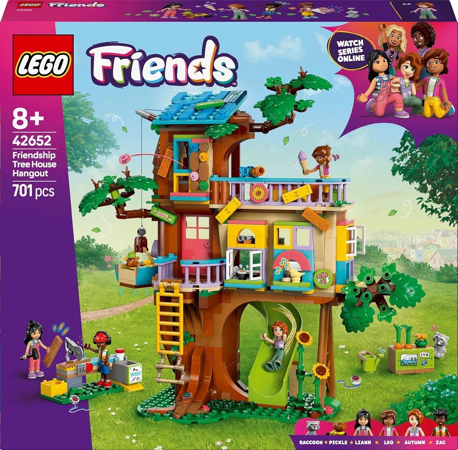 LEGO Friends Tree House Stavebnice a hraní Sada na hraní rolí Hrací dům pro dívky 8 let Sada se 4 minifigurkami postav a 2 figurkami zvířat Tip na dárek pro děti 42652 Stavebnice Besuche den LEGO-Store