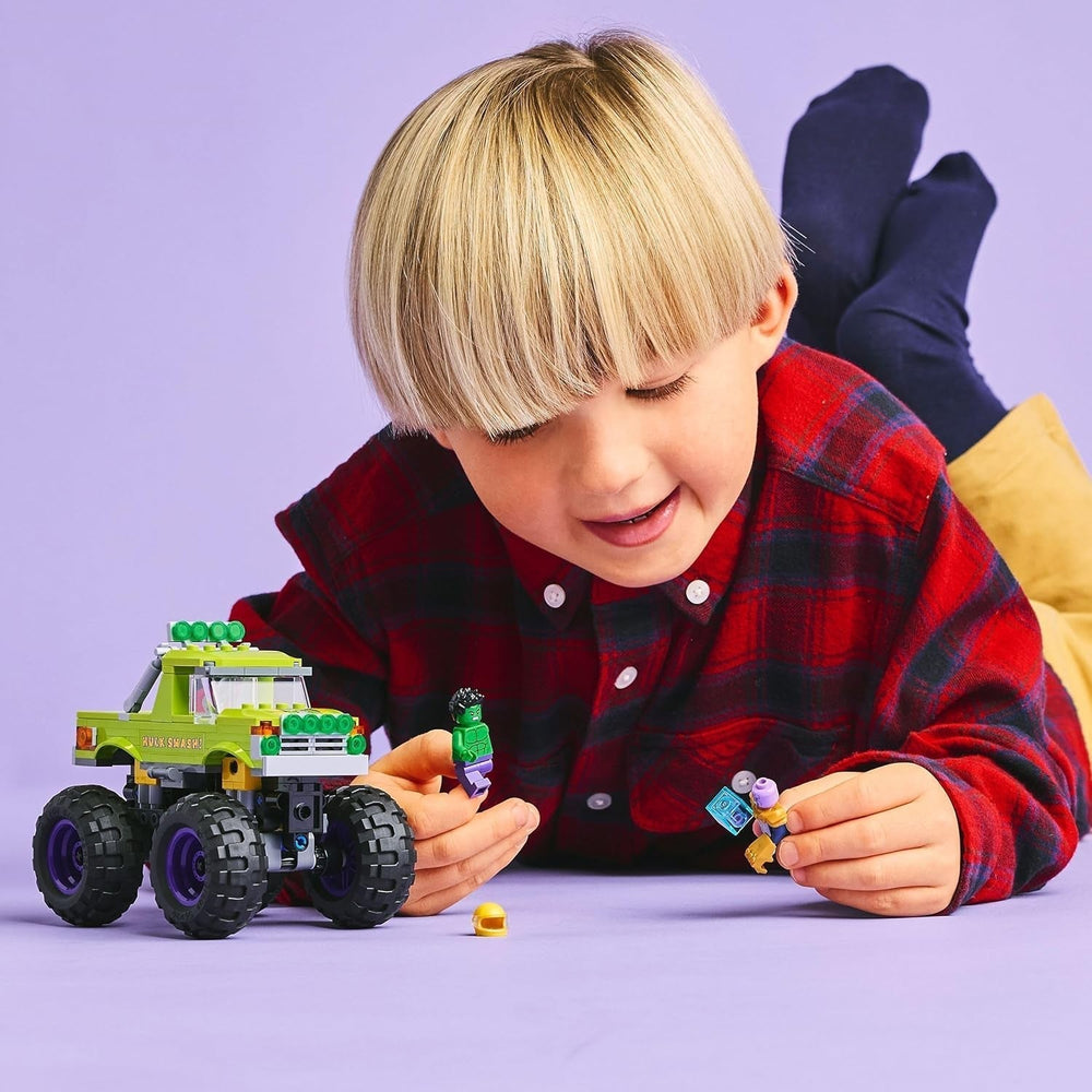 LEGO Ç€ Marvel Hulk Truck vs. Thanos - Stavebnice superhrdinů - Vozidlo a minifigurky Avengers - Monster truck pro mega zábavu - Dárek pro chlapce a dívky od 7 let - 76312 Stavebnice Besuche den LEGO-Store