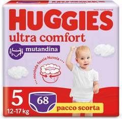 Huggies Ultra Comfort, kalhotkové plenky, velikost 5 (12-17 kg), balení 68 kalhotkových plen