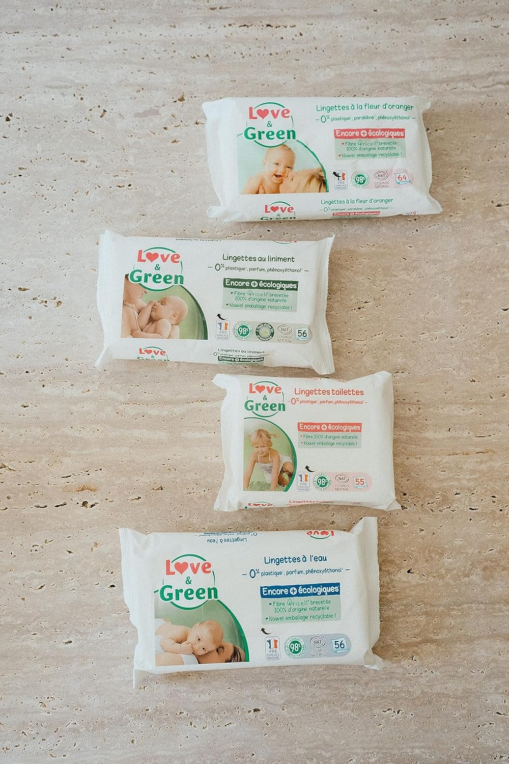 Șervețele igienice ecologice - pachet de 55 de șervețele - certificate Cosmo Natural de către ECOCERT și FSC