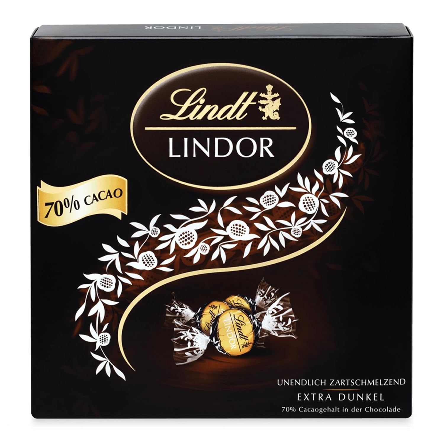 Lindt Chocolate LINDOR Mixture Silver, 26 sfere din ciocolata cu umpluturi diverse, 325 grame Bomboane de Ciocolata Naty Shop Ciocolata neagra 70% (186 grame)
