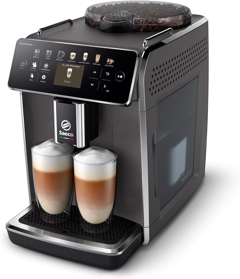 Espressor automat Saeco GranAroma – 14 specialități de cafea, afișaj color intuitiv, 4 profiluri de utilizator, râșniță ceramică, 1500 wați (SM6580/10)
