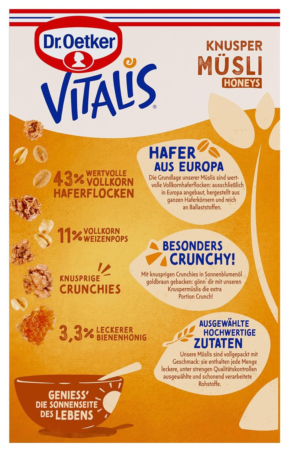 Oetker Vitalis Křupavé medy: Medové křupavé müsli ke snídani a svačině, 5 balení (5 x 600 g)