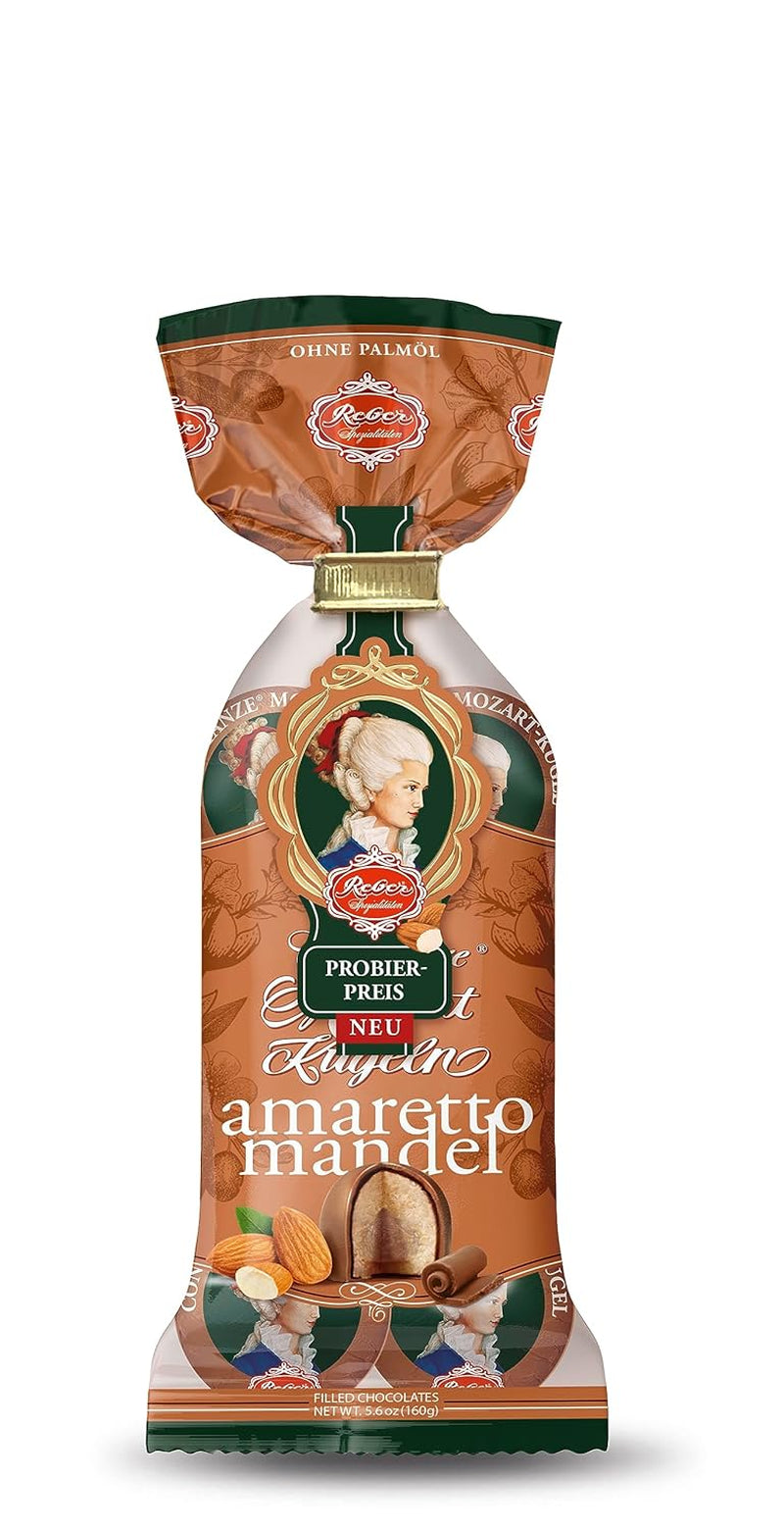 Reber Mozart kuličky s hořkou čokoládou, balení 6 ks s marcipánem a nugátem, veganské - 1 x 120 g