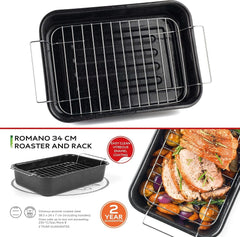 Russell Hobbs CW9161 Romano 34Cm Smaltovaný Bräter - Mit Gitter, Rechteckige Auflaufform Mit Rost, Spülmaschinenfest Ofenform, Grill Auflaufform, Bratform Für Backofen Ofenbeständig Bis 230° Formy a plechy na pečení Naty Shop