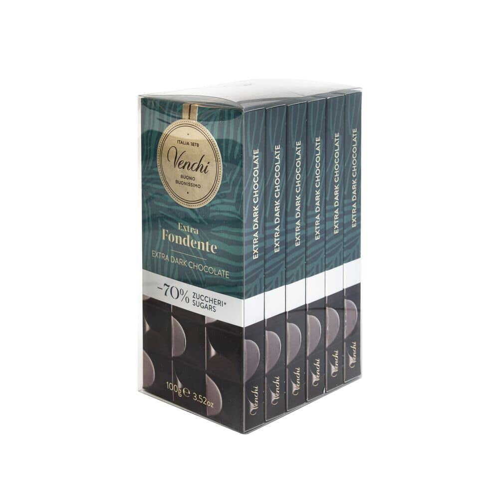 Venchi - Balení 6 kusů hořké čokolády s lískovými oříšky, 600 g - Bez přidaného cukru - Bez umělých sladidel - Bez lepku - Vegan - Tip na dárek