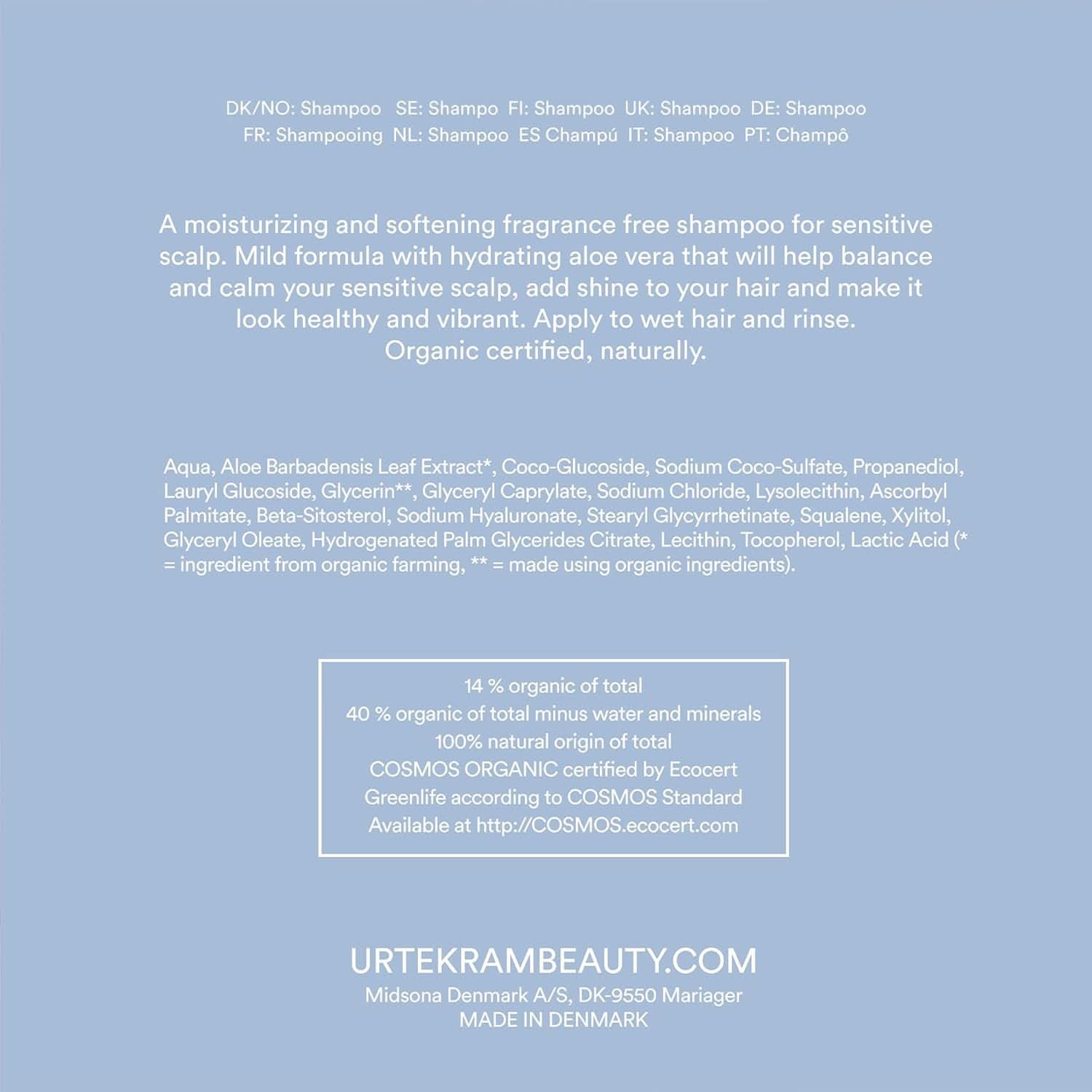 Urtekram Shampoo - bez parfemace, vyvážený, citlivý 500 ml Sprcha a koupel Naty Shop