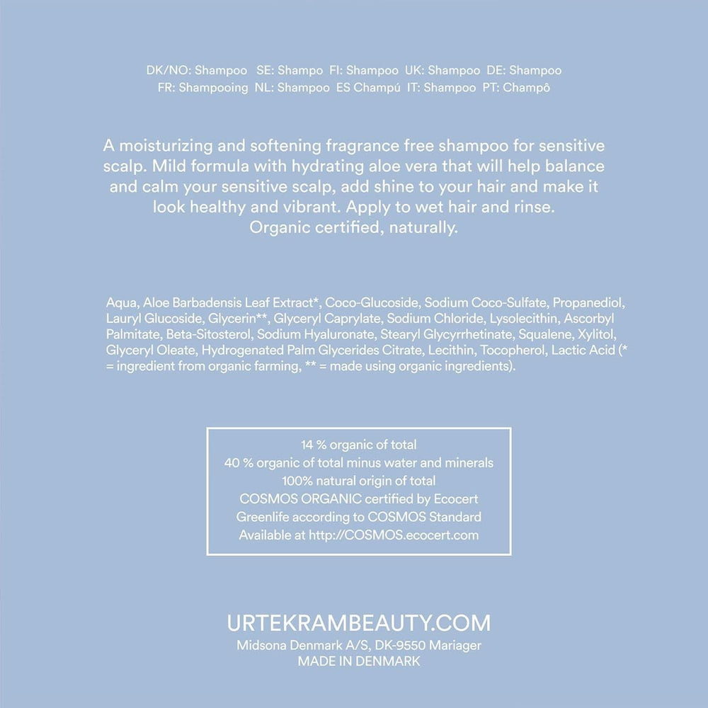 Urtekram Shampoo - bez parfemace, vyvážený, citlivý 500 ml Sprcha a koupel Naty Shop