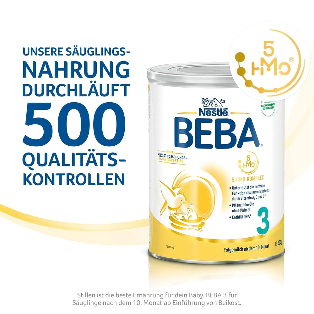 Nestlé BEBA 2 Pokračovací sušené mléko po 6 měsících, s komplexem 5 HMO, pouze laktóza, bez palmového oleje, balení 3 ks (3 X 800G) Mother and Child Naty Shop