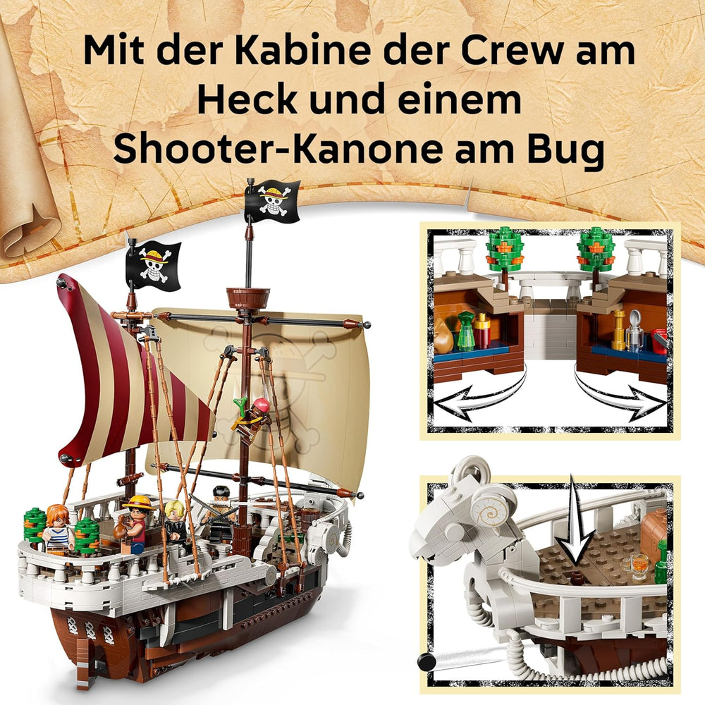 LEGO ONE PIECE - Das Piratenschiff Flying Lamb (Going Merry) - Hra s 5 minifigurkami - vč. Luffy, Zoro & Nami - Spielzeug zum Bauen - Geschenk für Jungen, Mädchen & Fans ab 10 Jahren - 75639