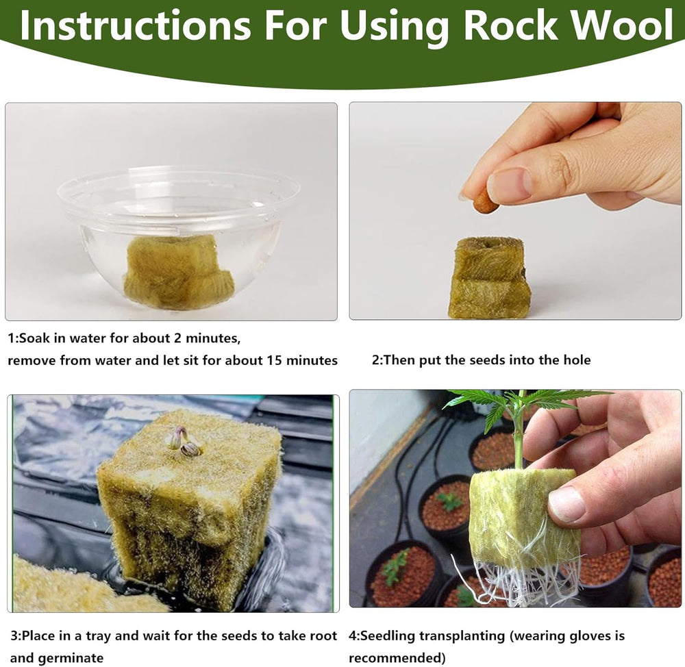 50 ks podložka na pěstování z minerální vlny, kostka z minerální vlny, izolace z minerální vlny, podložka na pěstování z minerální vlny s nůžkami a rukavicemi pro pěstování bez půdy, hydroponii a přesazování
