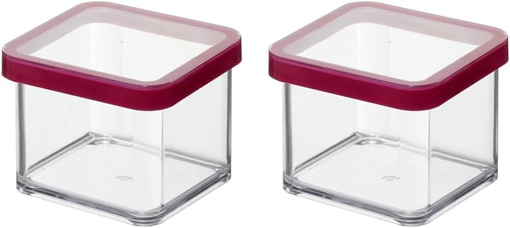 Rotho Loft set de 5 borcane de depozitare cu capac, diferite dimensiuni, plastic alimentar (PP) fără BPA, transparent/roșu, (21,4 x 21,4 x 23,5 cm) Cutii depozitare alimente Naty Shop 0,5 L pătrat (pachet de 2)