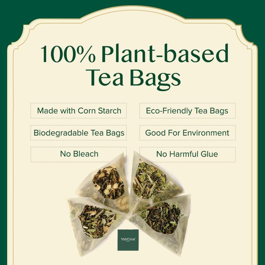 VAHDAM, set de degustare cu sortimente de ceai (20 de arome, 40 bucăți) Ceai negru, ceai verde, ceai din plante, ceaiuri chai și multe altele | Pliculețe de ceai piramidale cu frunze lungi | Cadouri pentru femei și bărbați