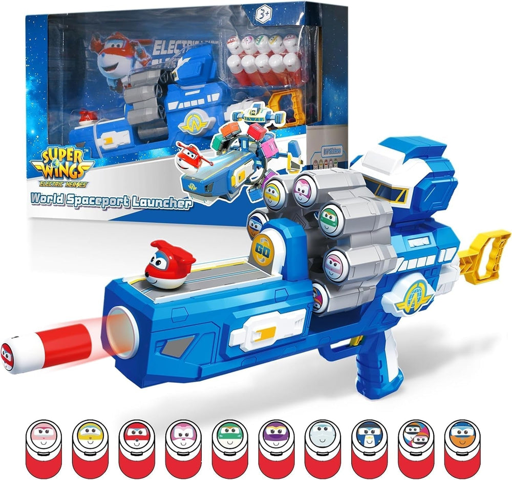 Transformační letadlo Super Wings Supercharged Traver, přibl. 12,7 cm velká dětská figurka na hraní Letadlo a figurka robota pro chlapce a dívky starší 3 let Stříbrné akční figurky Naty Shop Toy Gun