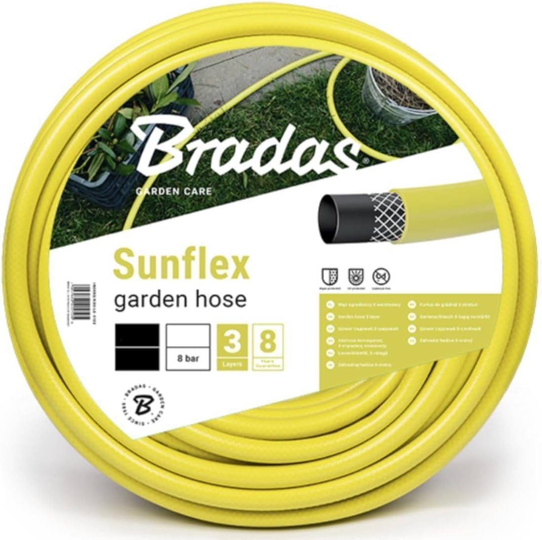 Furtun de grădină 0,44/m 5/8" Furtun de apă cu 3 straturi Furtun de irigații 30m sau 50m Galben (50m)