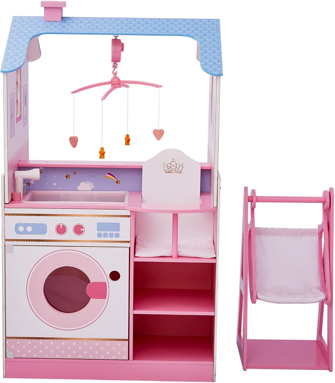 Olivia'S Little World Teamson Kids 18palcové dětské panenky Dřevěný domeček pro panenky Oboustranná školka TD-11460W Domky pro panenky Naty Shop