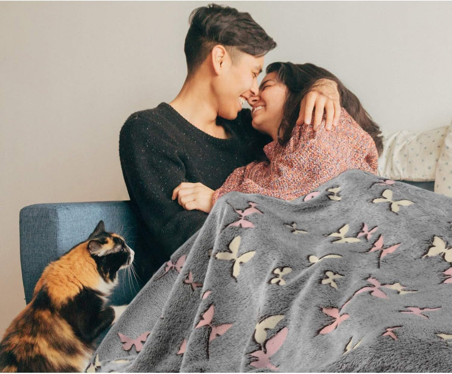 Přehoz na postel Kanguru Glow Glow in the Dark Deka Butterfly Měkká deka 130X150Cm Světelná přehoz na pohovku. Dětská deka Glow in the Dark, šedá Postele a přikrývky Besuche den Kanguru-Store