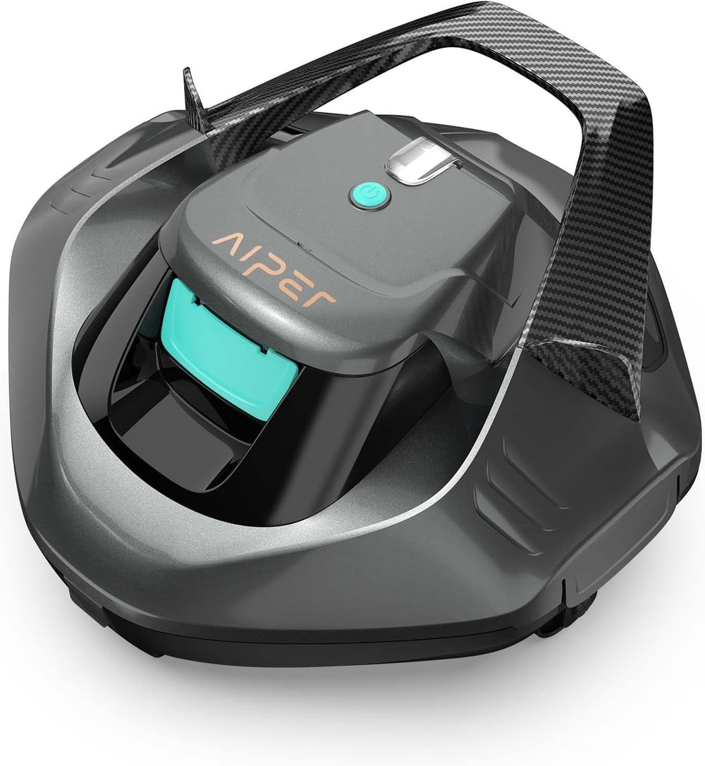 Robot de piscină AIPER, curățitor de piscină fără fir cu baterie, autonomie de 90 de minute, parcare automată, motoare cu acționare dublă și indicatoare LED, ideal pentru piscine cu fund plat de până la 80 m²
