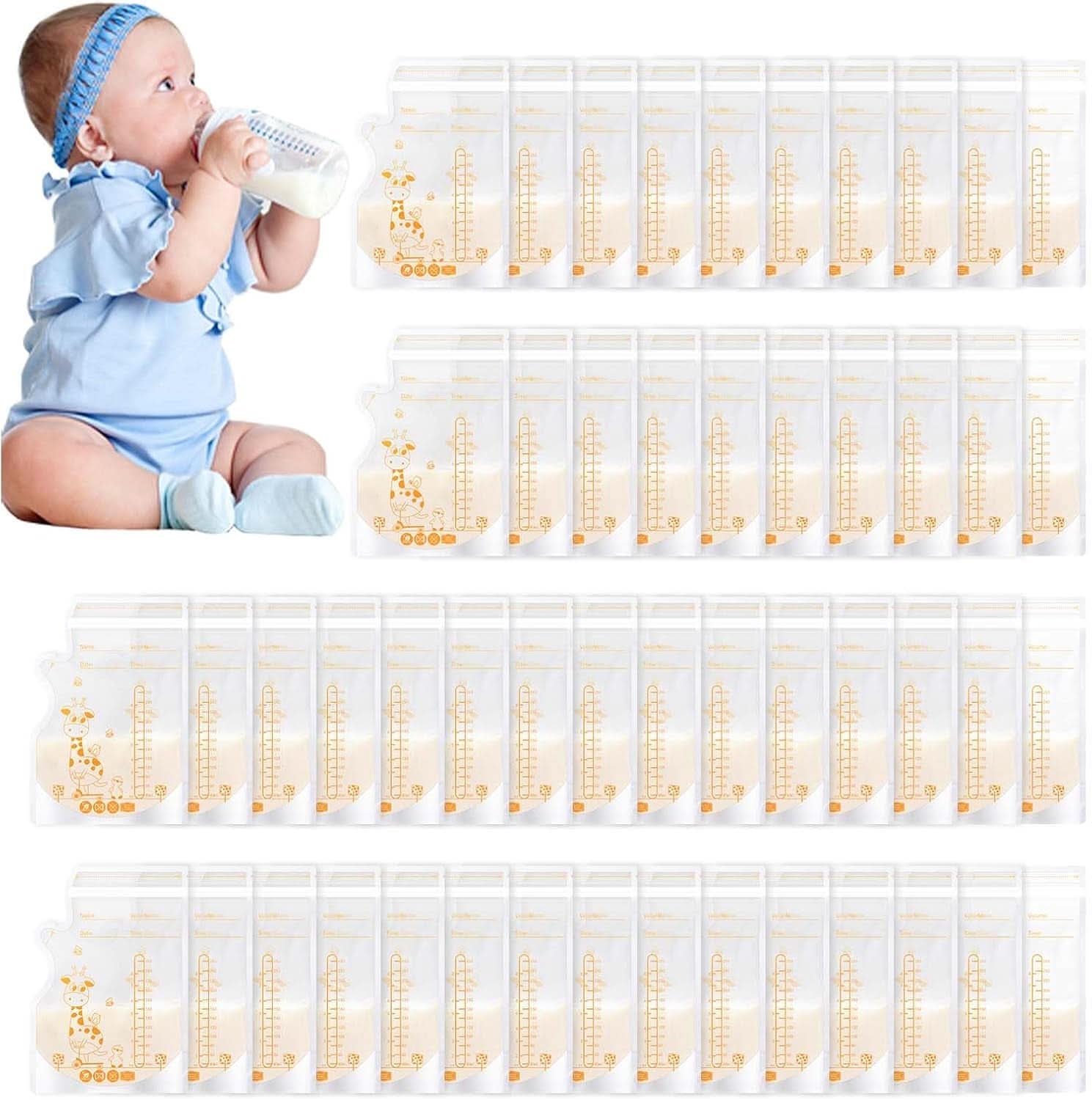 Vinabo 50 Stück Muttermilchbeutel, 250 ml Bpa-Free Skladovací sáček Muttermilch, Milchbeutel Für Muttermilch Mit Ausgießer Für Das Stillen, Selbststehender, Kann Eingefroren Werden, Vorsterilisiert Příslušenství Jídlo a kojení Baby Naty Shop