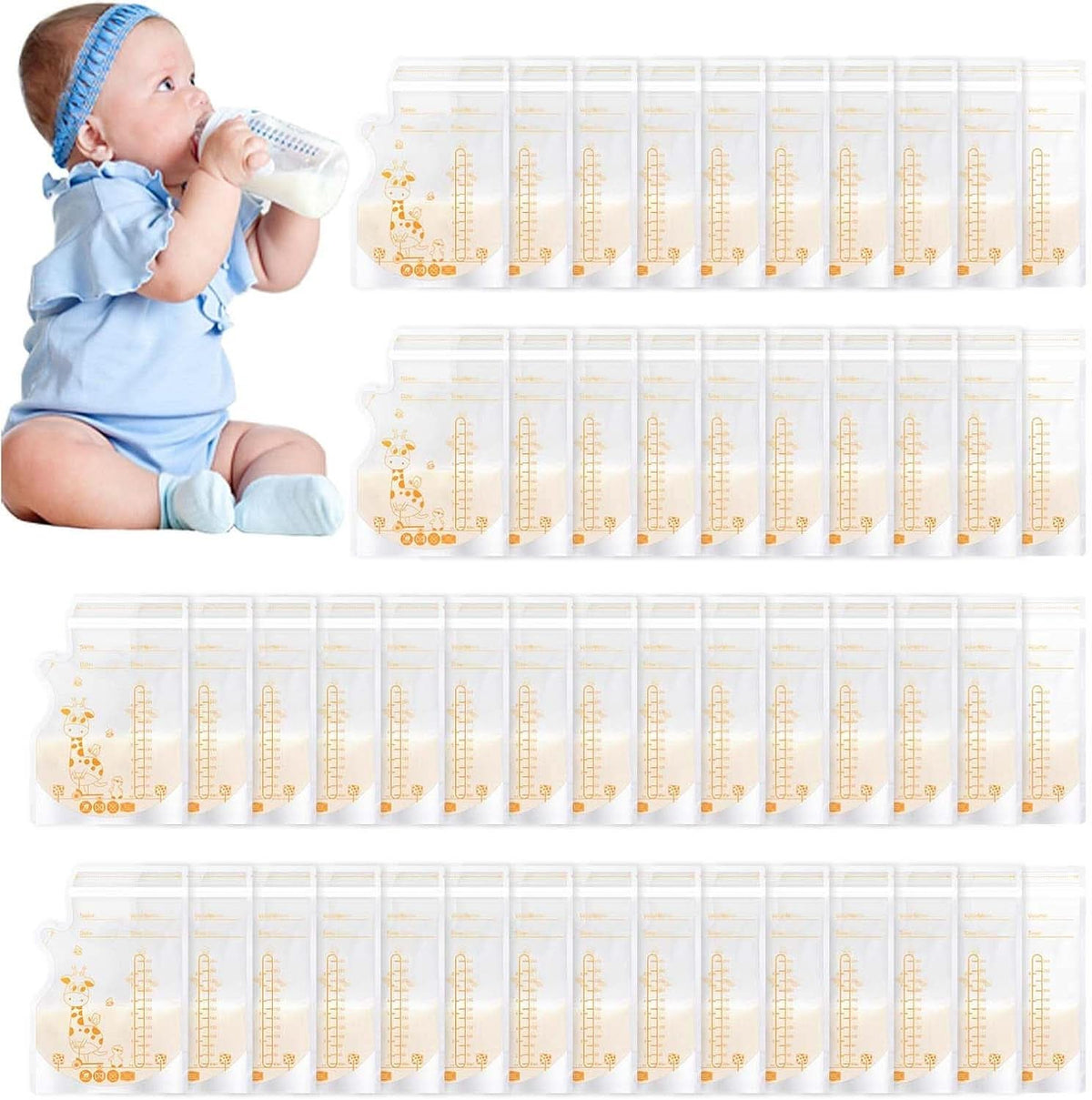 Vinabo 50 Stück Muttermilchbeutel, 250 ml Bpa-Free Skladovací sáček Muttermilch, Milchbeutel Für Muttermilch Mit Ausgießer Für Das Stillen, Selbststehender, Kann Eingefroren Werden, Vorsterilisiert Příslušenství Jídlo a kojení Baby Naty Shop