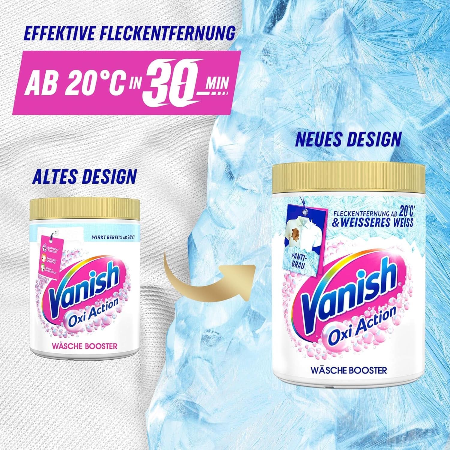 Vanish Oxi Action Powerwhite Powder - 1 X 1,125 Kg - odstraňovač skvrn a prášek pro zlepšení prádla bez chlóru - na bílé prádlo Prací prostředky Naty Shop