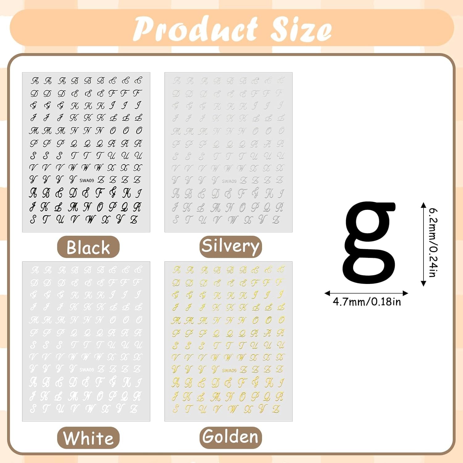 Nagelsticker Buchstaben 8 Blatt Nail Buchstaben Sticker Nagelsticker Glitzer Buchstabe Art Sticker Selbstklebend Nagelaufkleber Englisches Alphabet Dekoration Nageldesign Zubehör