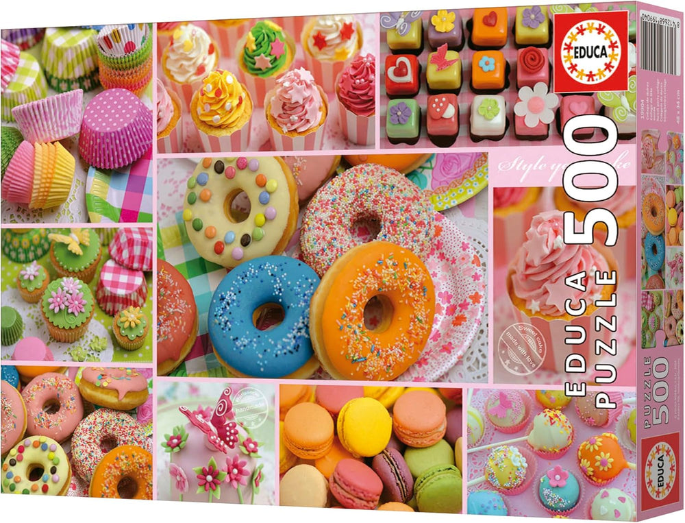 Educa - Puzzle de 500 de piese pentru adulti | Colaj de bomboane. Dimensiuni: 48 X 34 cm. Include lipiciul de puzzle Fixpuzzle. Pentru 11 ani (19904) Puzzle Naty Shop