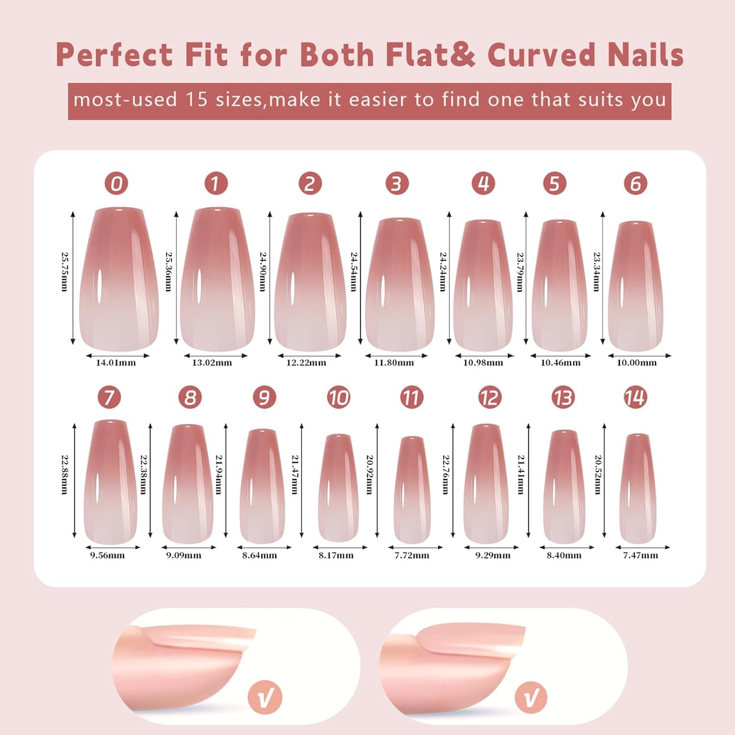 Kit 150 bucăți unghii false gradient - 5 culori design ombre unghii artificiale autoadezive - acoperire completă pentru femei și fete - unghii false lucioase pentru manichiură DIY (pătrat)