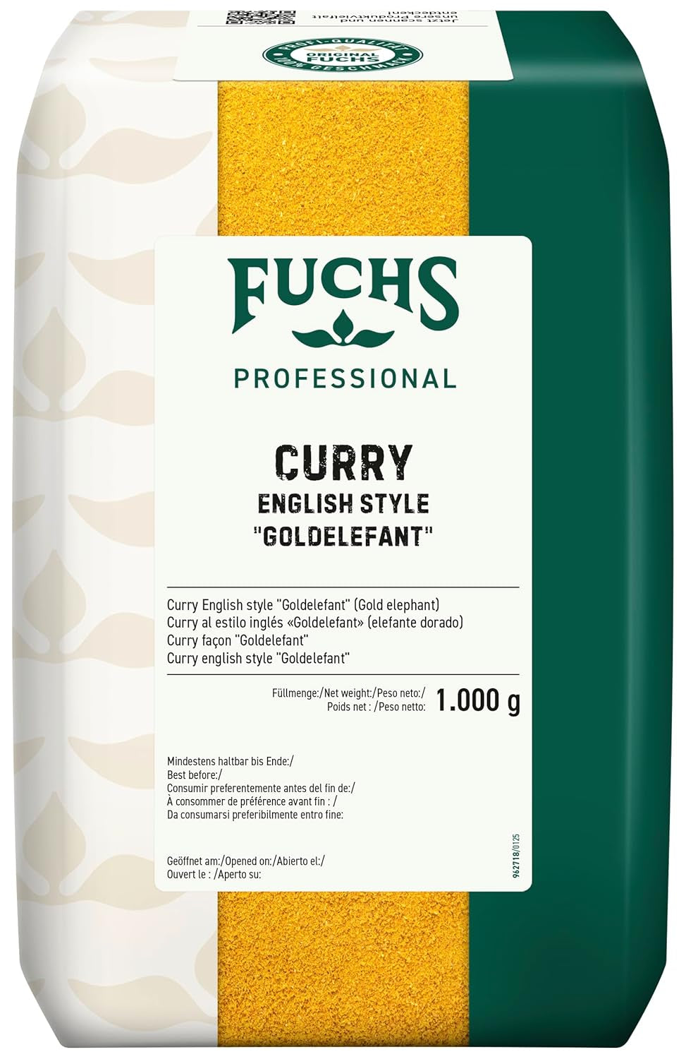 Fuchs Professional - Curry anglický styl "Goldephant" | Zum Würzen von Suppen, Saucen und Reisgerichten | Profi-Qualität für Großverbraucher und Gastronomie | 1 kg v recyklovatelném pytli