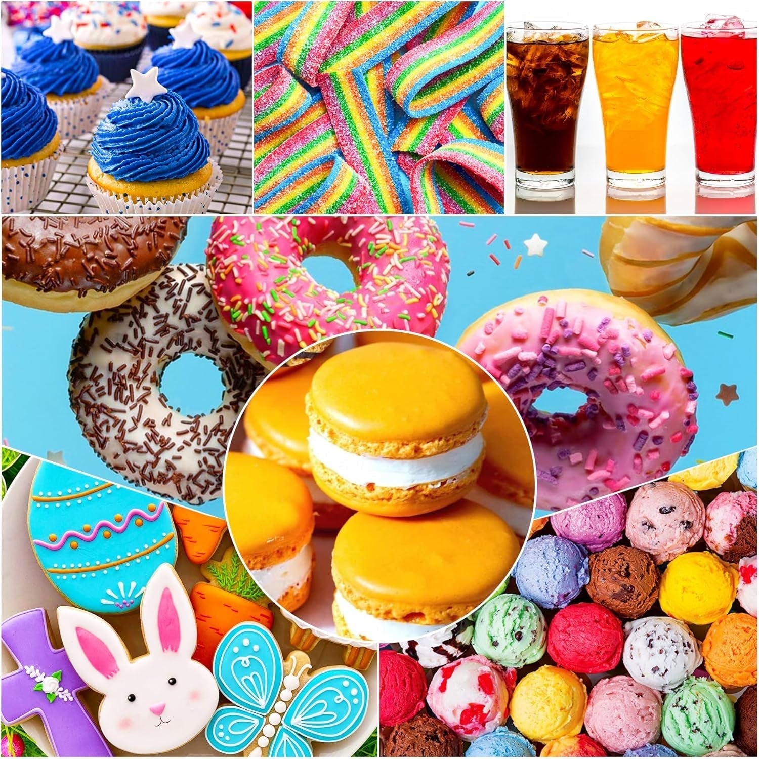 Colorant alimentar - 20 de culori x 10 ml coloranți alimentari lichizi pentru prăjituri, copt, fursecuri, macaroane - Colorant alimentar concentrat fără zahăr pentru decorarea torturilor, băuturi, ouă de Paște, slime DIY