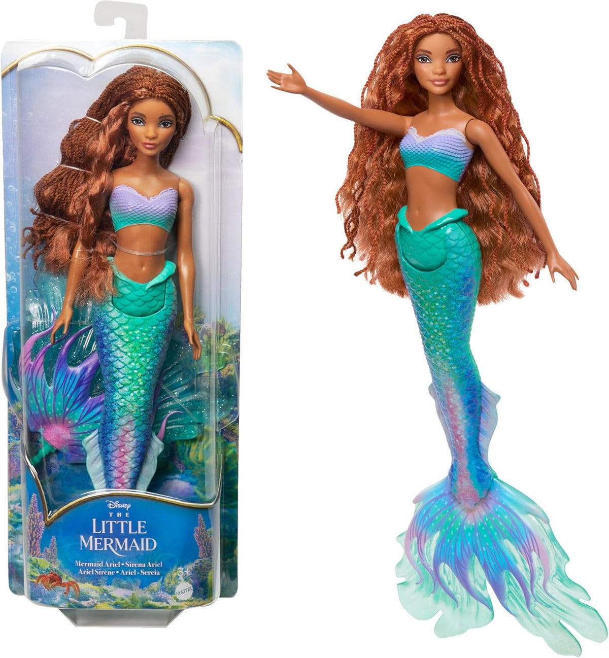 Păpușa Mattel Disney Ariel - Mica Sirenă, inspirată de filmul Mica Sirenă, jucărie sirenă, poziționabilă, cadouri Disney, jucărie pentru vârste de 3 ani și peste, HLX08